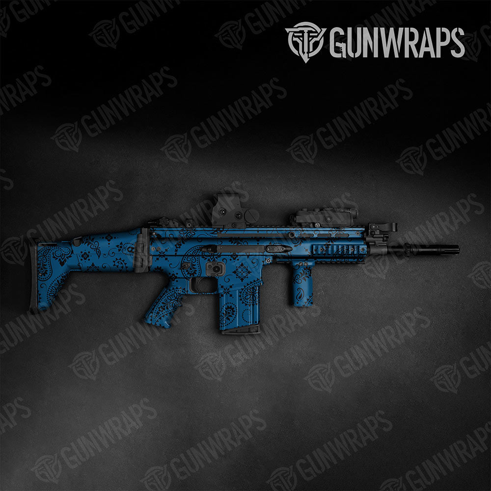 Bandana Blue And Black Gun Skin Vinyl Wrap