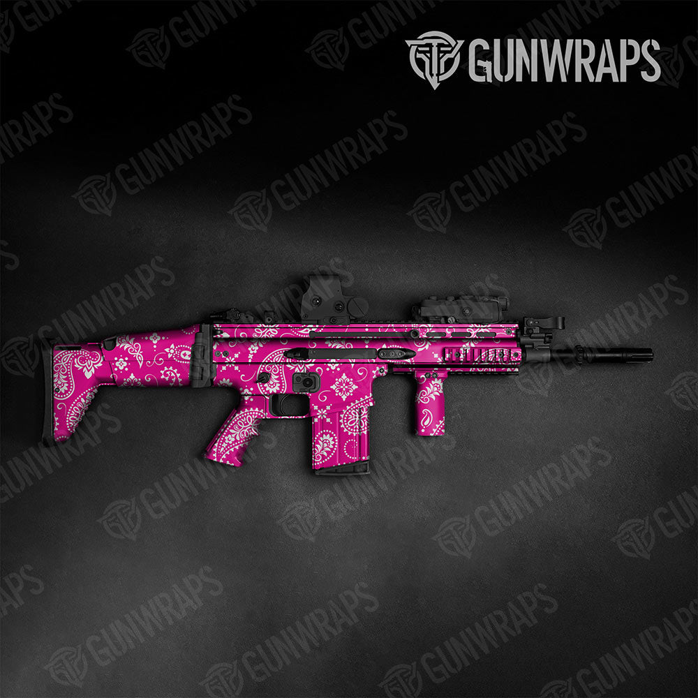 Bandana Magenta And White Gun Skin Vinyl Wrap