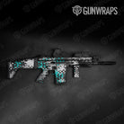 Broken Plaid Tiffany Blue Tiger Gun Skin Vinyl Wrap