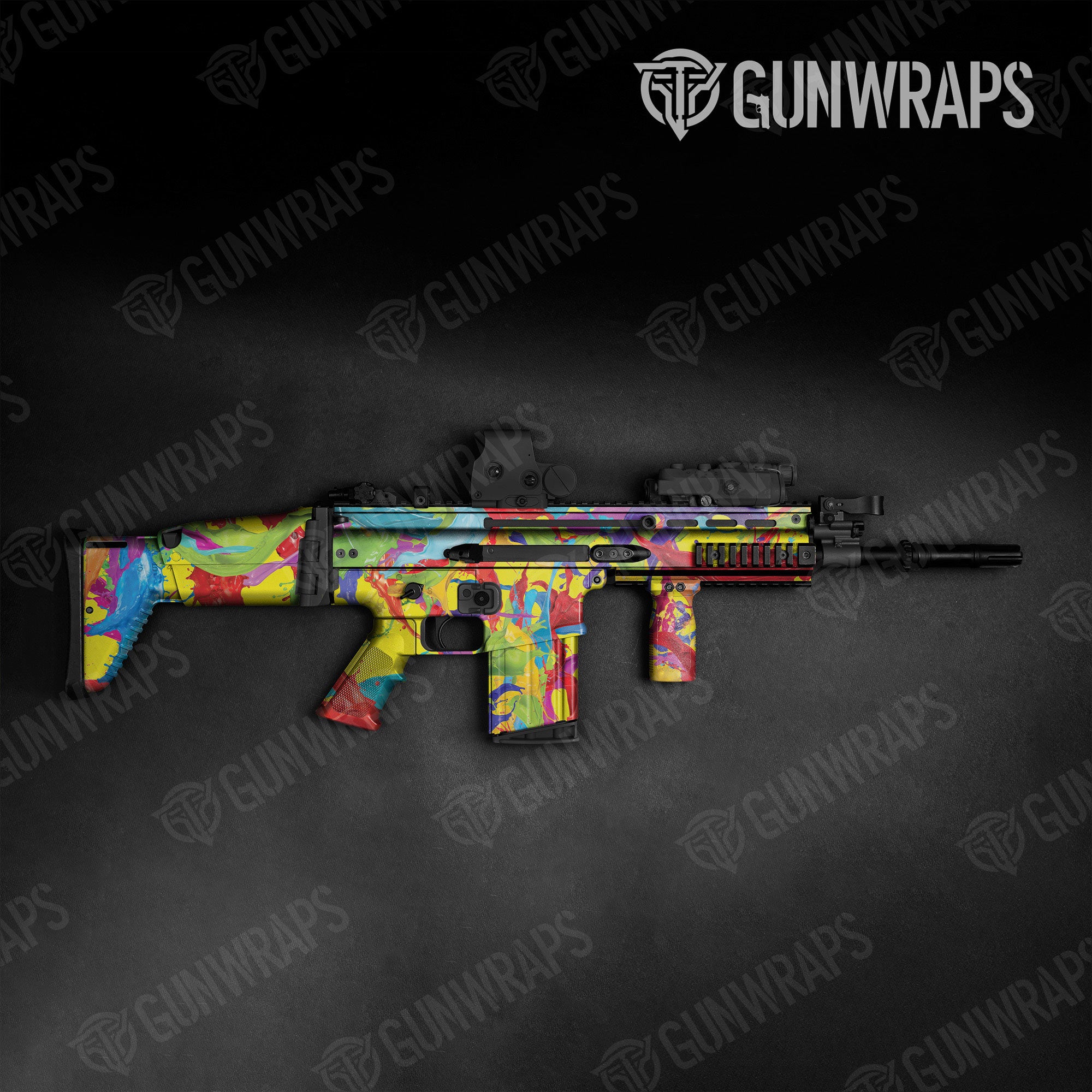 Paint Splatter Yellow Gun Skin Vinyl Wrap