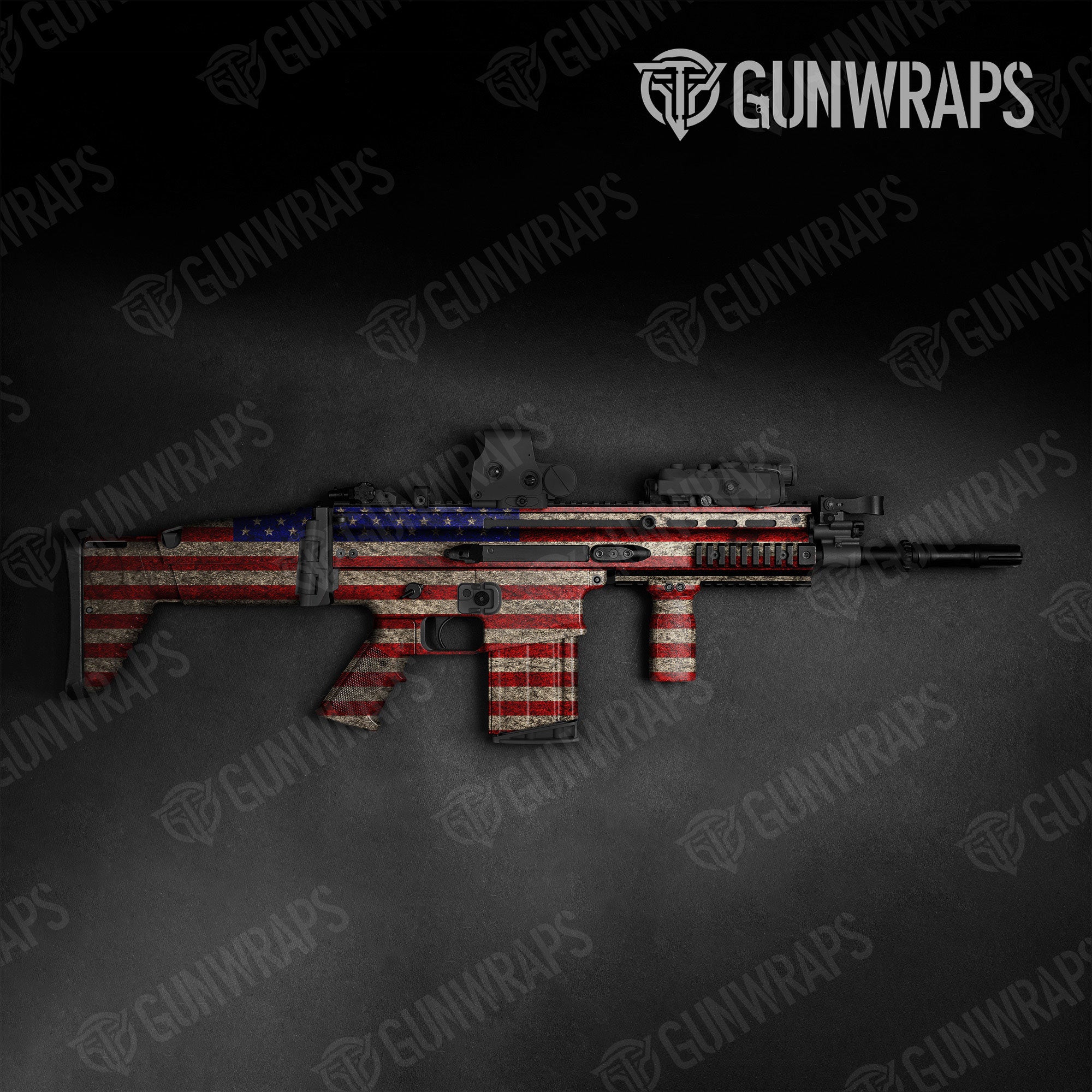 Patriotic American Flag Gun Skin Vinyl Wrap