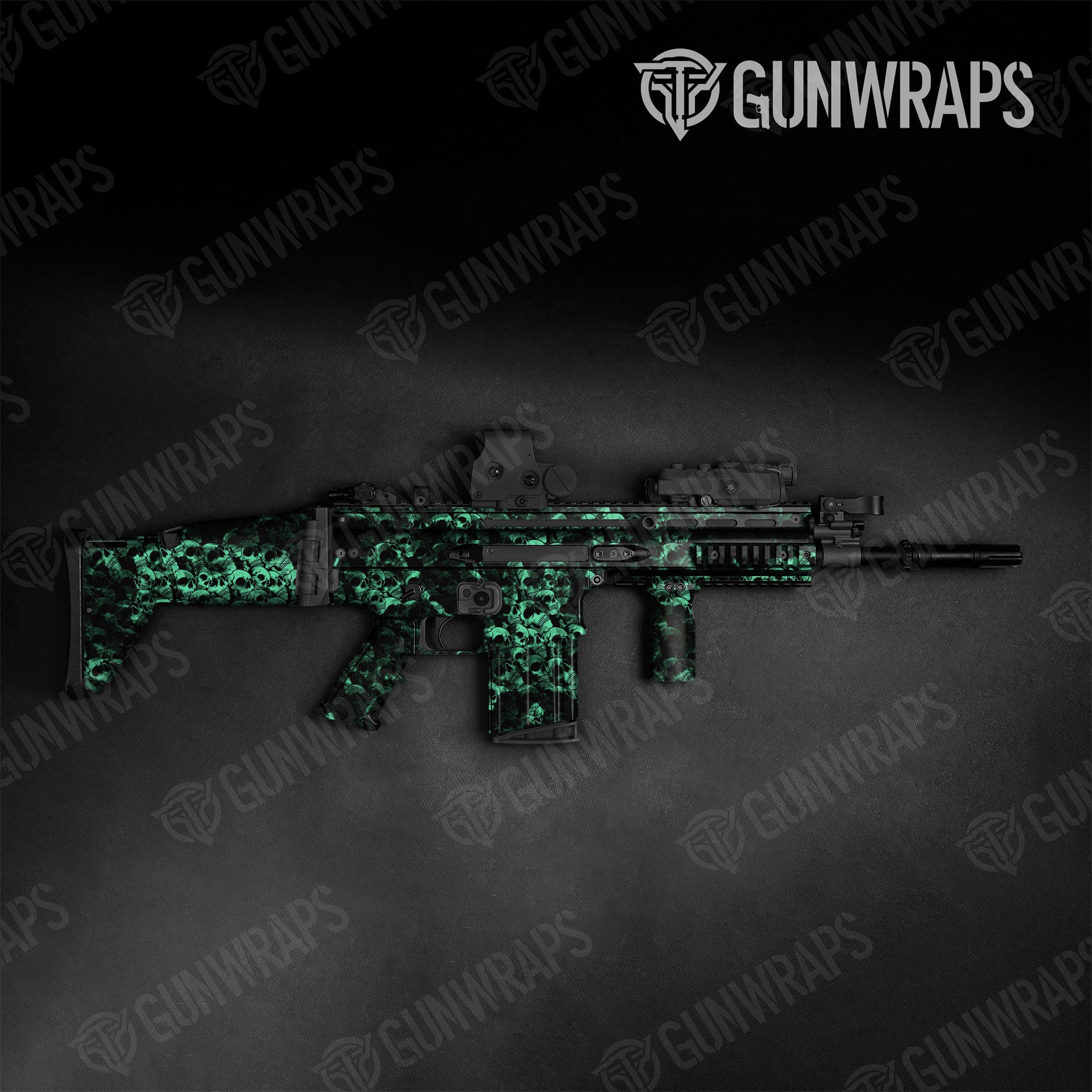 Skull Aquamarine Gun Skin Vinyl Wrap