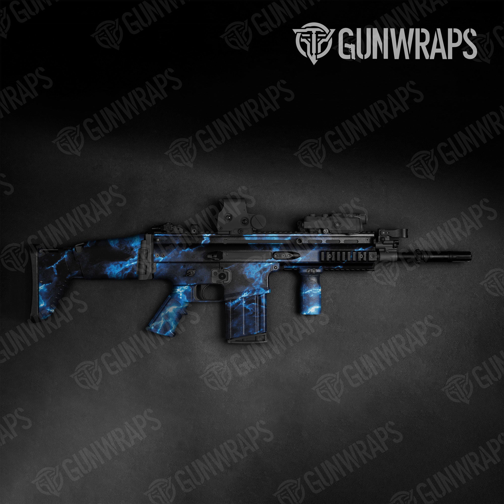 Stone Blue Lightning Marble Gun Skin Vinyl Wrap