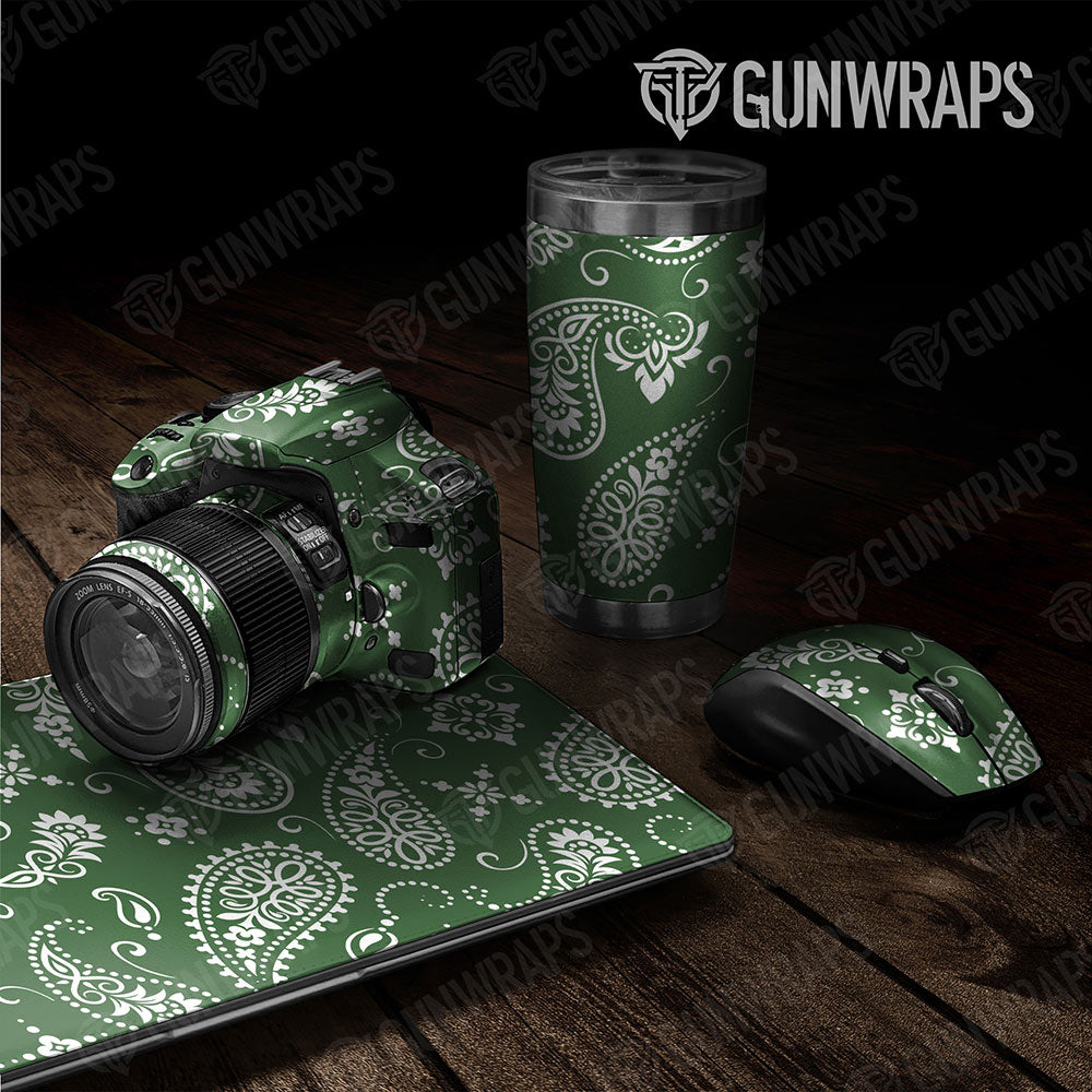 Universal Sheet Bandana Gear Skin Vinyl Wrap Bandana Green And White Gear Skin Vinyl Wrap