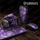 Universal Sheet Bandana Gear Skin Vinyl Wrap Bandana Purple And White Gear Skin Vinyl Wrap