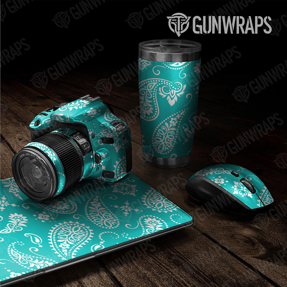 Universal Sheet Bandana Gear Skin Vinyl Wrap Bandana Tiffany Blue And White Gear Skin Vinyl Wrap