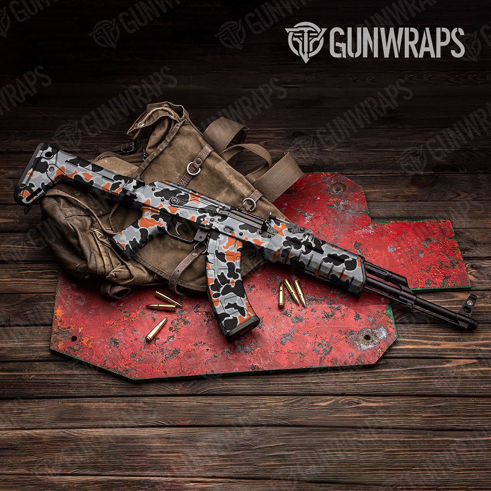 Old School Duck Orange Tiger Gun Skin Vinyl Wrap