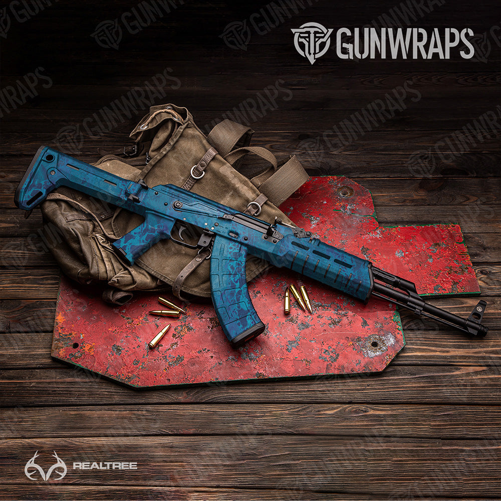 AK 47 Realtree WAV3 Standard Blue Camo Gun Skin Vinyl Wrap