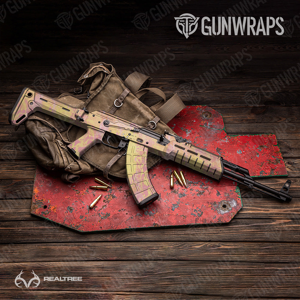 AK 47 Realtree WAV3 Strawberry Lemonade Camo Gun Skin Vinyl Wrap