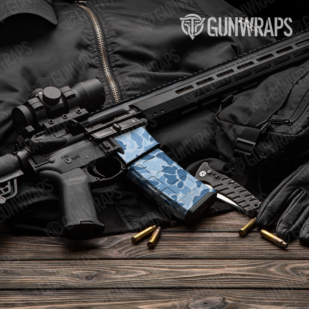 Old School Duck Cool Blue AR-15 Mag & Mag Well Gun Skin Vinyl Wrap