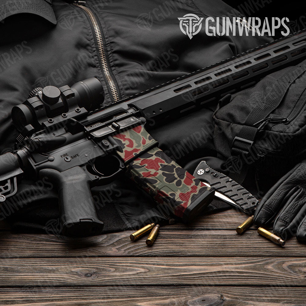 Old School Duck Militant Red AR-15 Mag & Mag Well Gun Skin Vinyl Wrap
