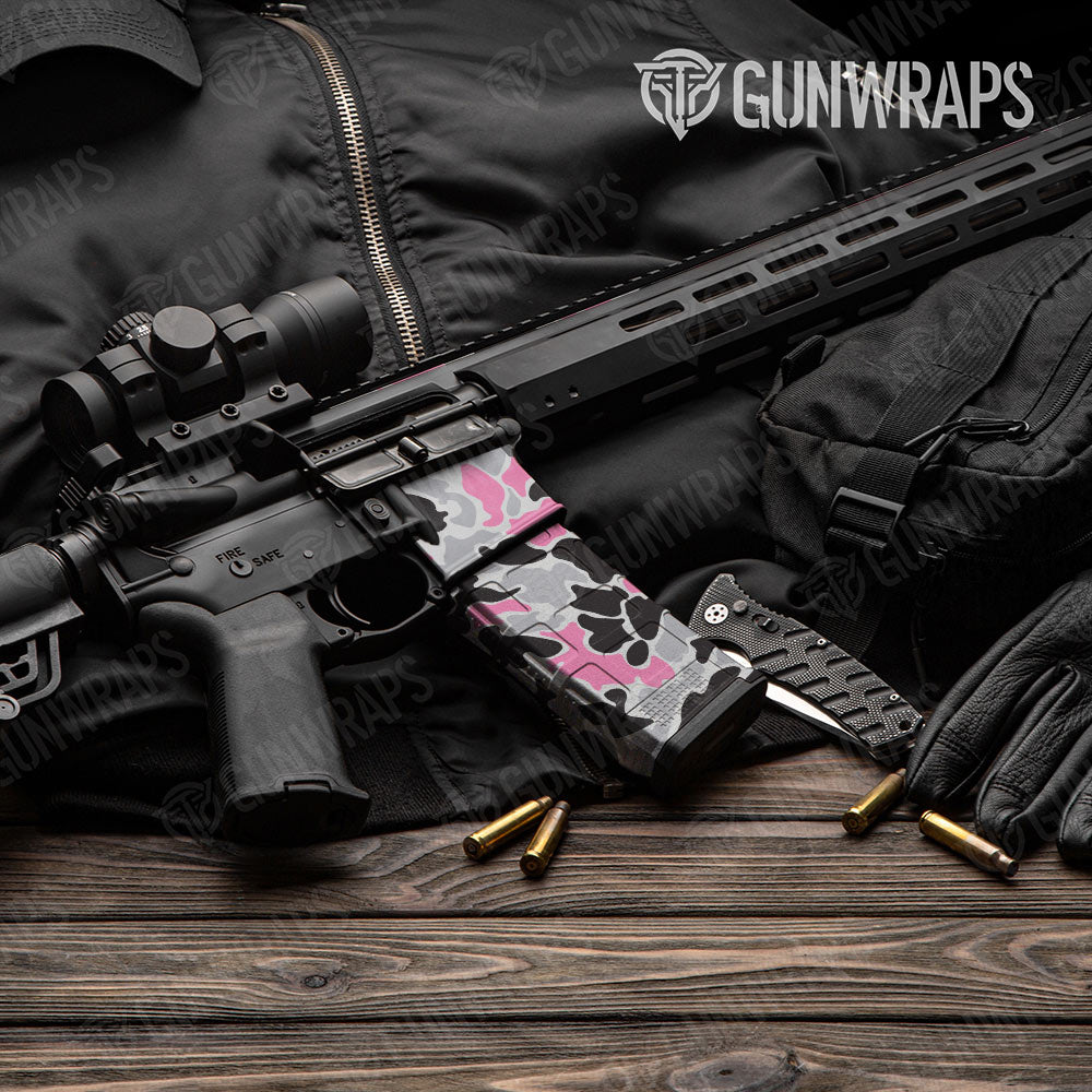 Old School Duck Pink Tiger AR-15 Mag & Mag Well Gun Skin Vinyl Wrap