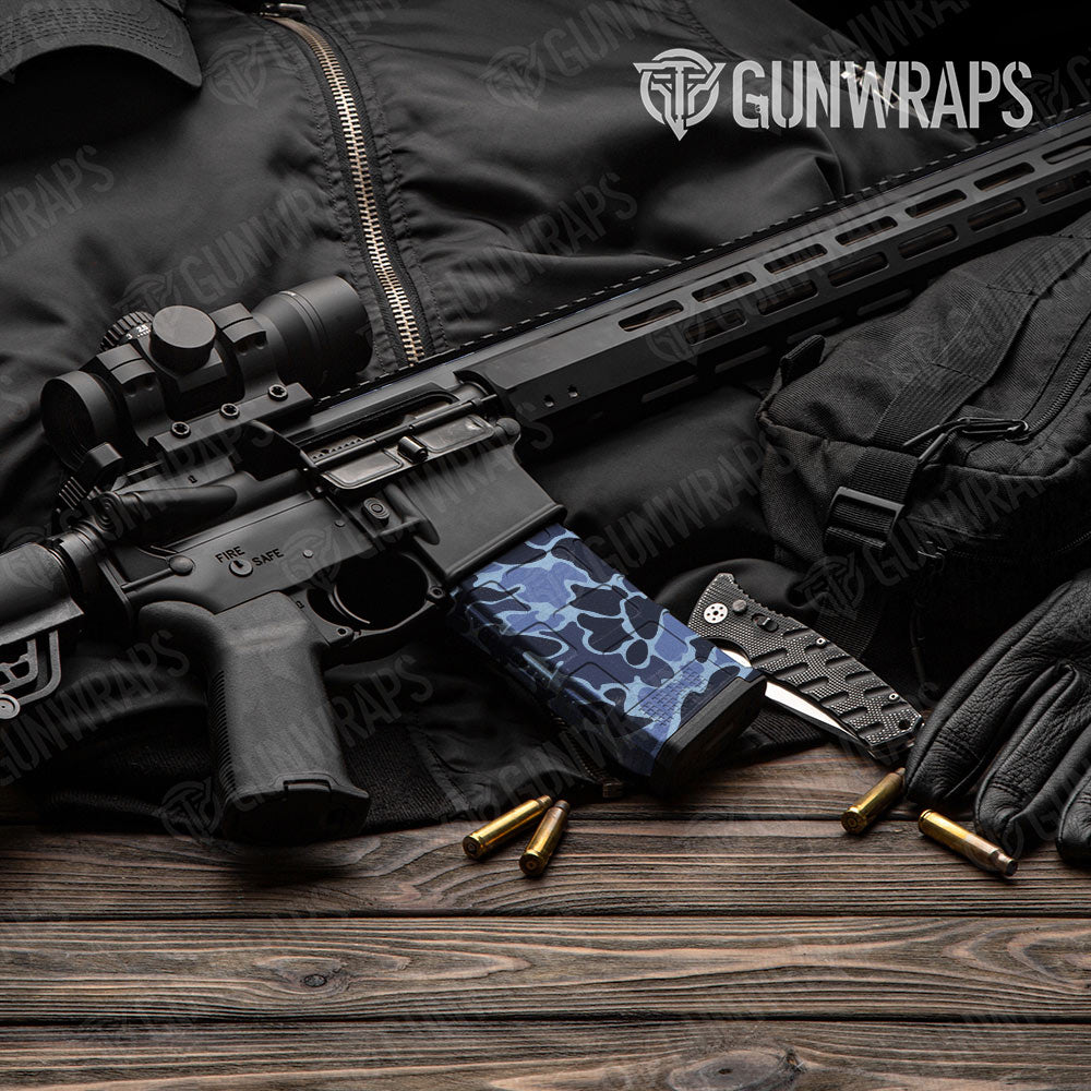 Old School Duck Blue Urban Night AR-15 Mag Gun Skin Vinyl Wrap