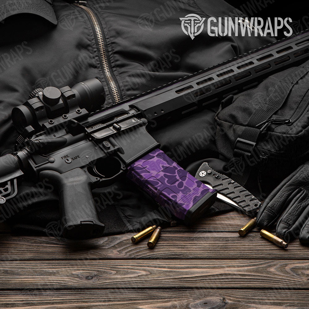 Old School Duck Elite Purple AR-15 Mag Gun Skin Vinyl Wrap