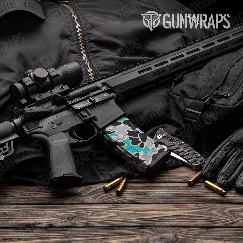 Old School Duck Tiffany Blue Tiger AR-15 Mag Gun Skin Vinyl Wrap
