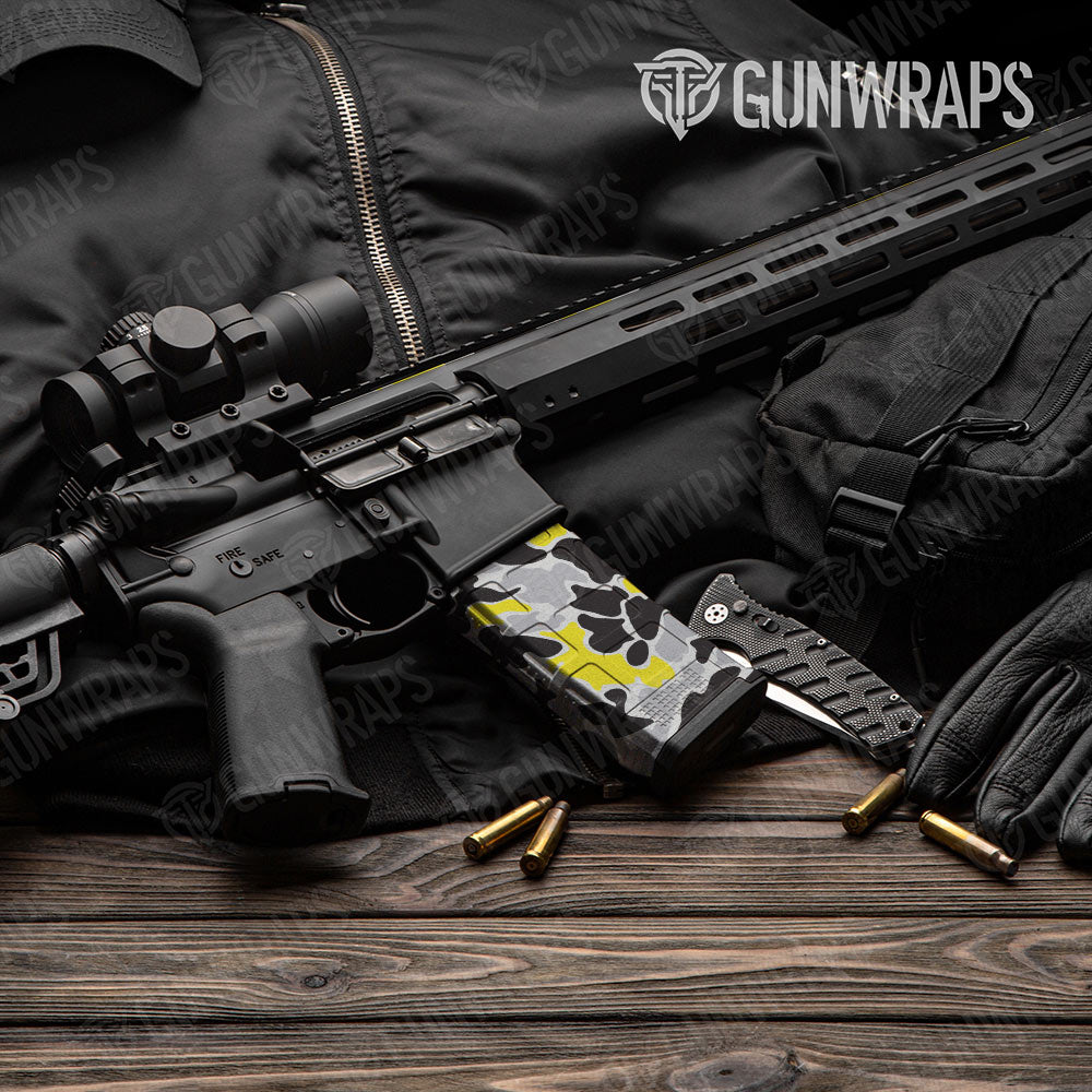 Old School Duck Yellow Tiger AR-15 Mag Gun Skin Vinyl Wrap