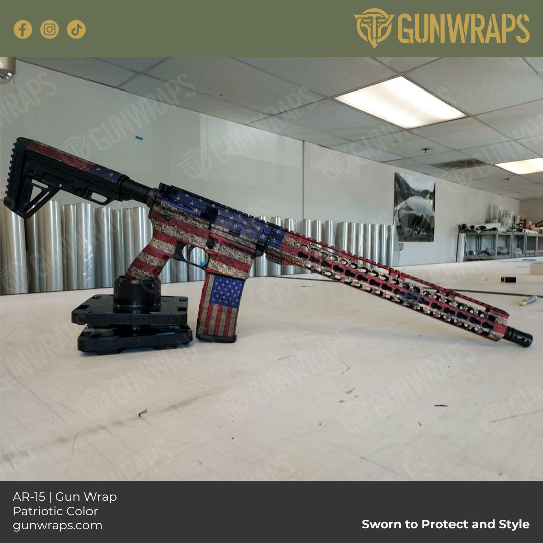 AR 15 American flag gun vinyl wrap