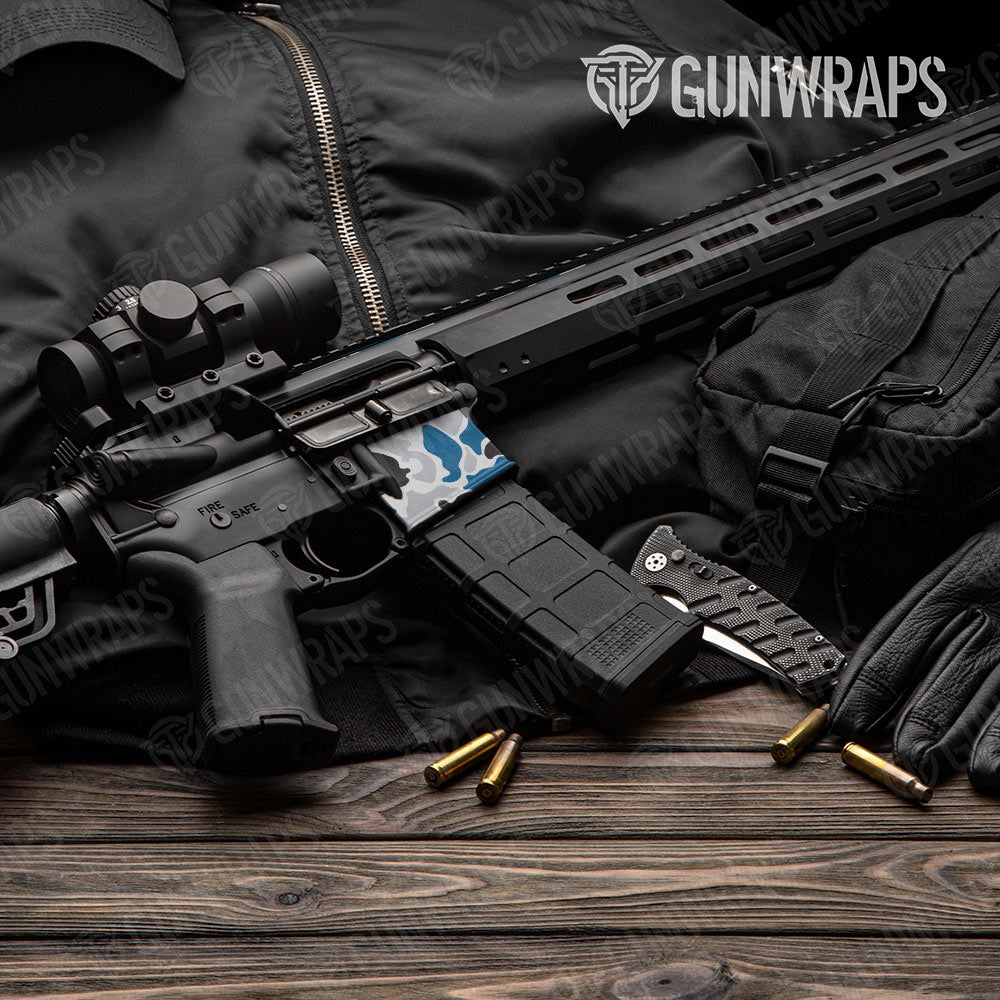 Old School Duck Blue Tiger AR-15 Mag Well Gun Skin Vinyl Wrap