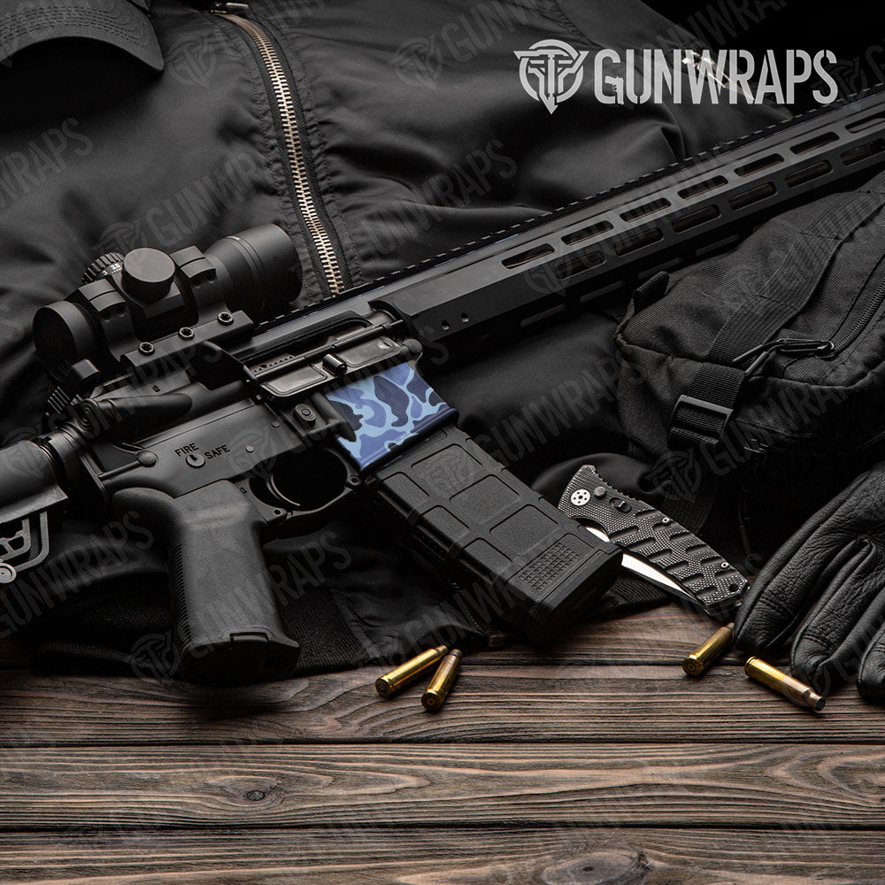 Old School Duck Blue Urban Night AR-15 Mag Well Gun Skin Vinyl Wrap
