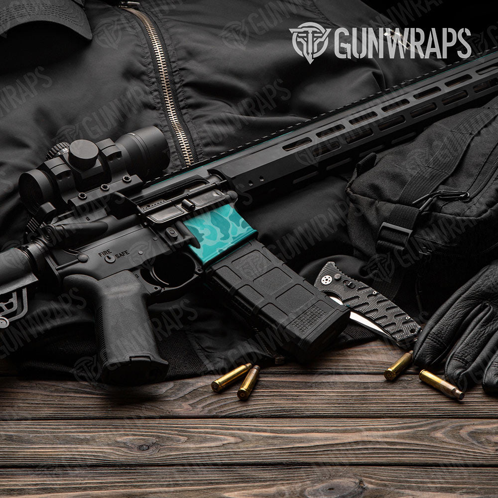 Old School Duck Elite Tiffany Blue AR-15 Mag Well Gun Skin Vinyl Wrap