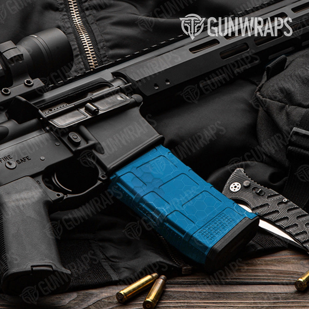 AR 15 Mag Hex Electric Blue Gun Skin Vinyl Wrap