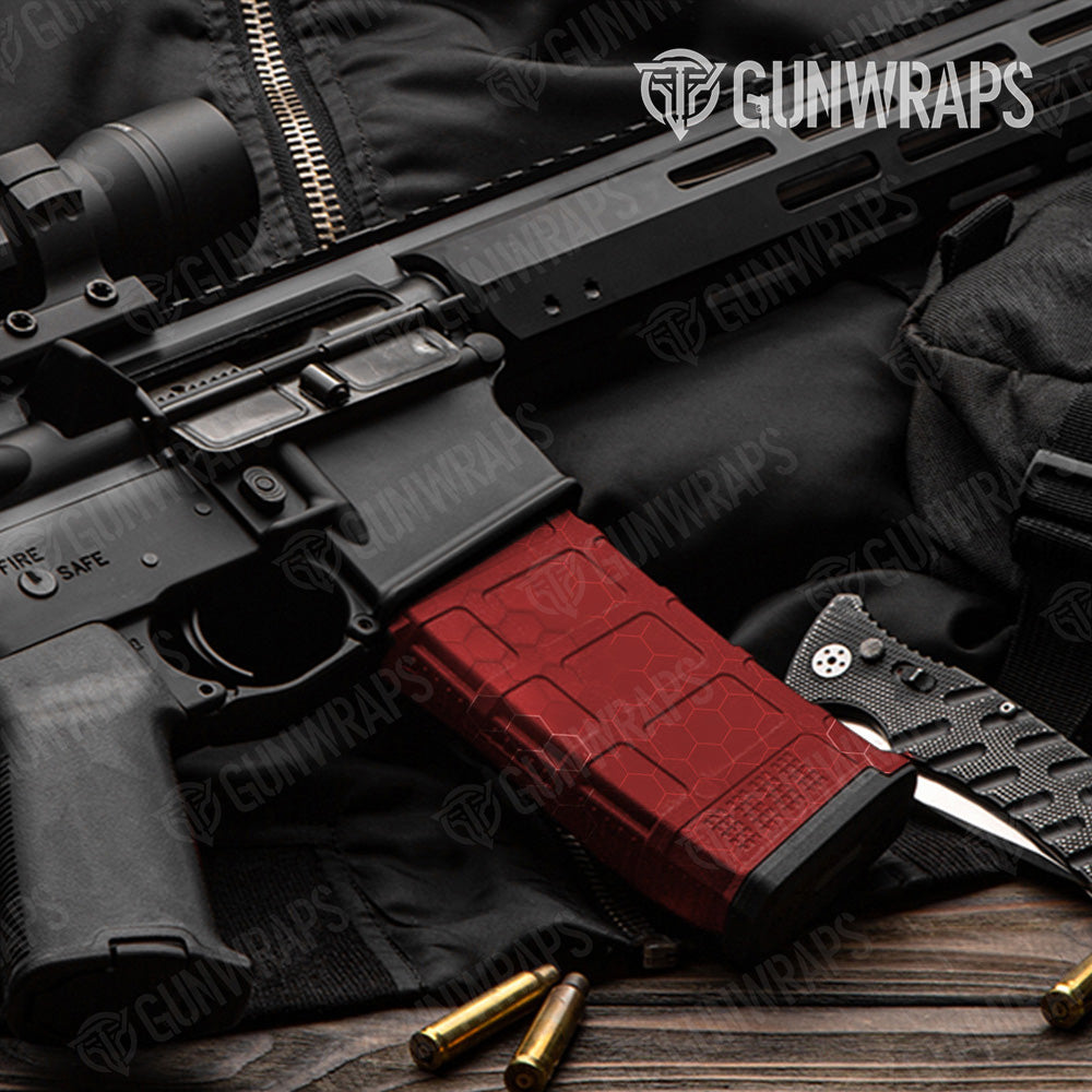 AR 15 Mag Hex Electric Red Gun Skin Vinyl Wrap