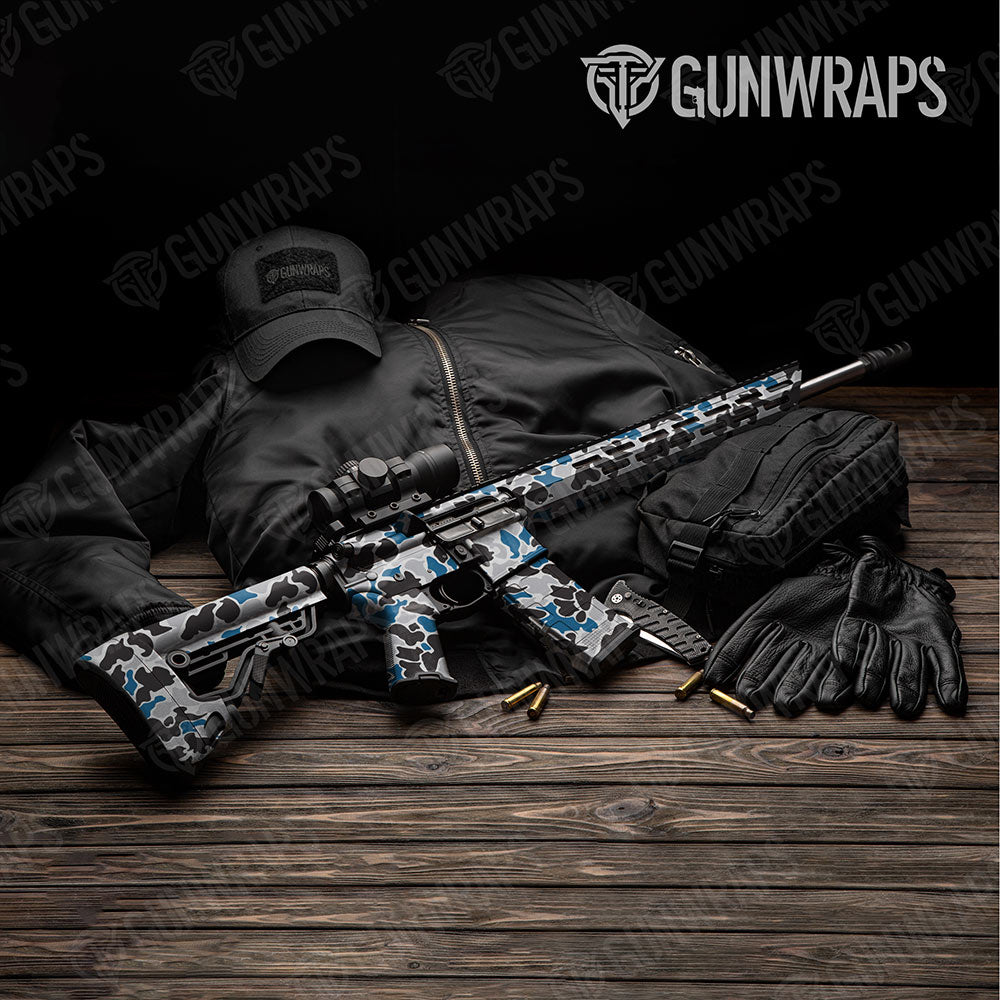 Old School Duck Blue Tiger Gun Skin Vinyl Wrap