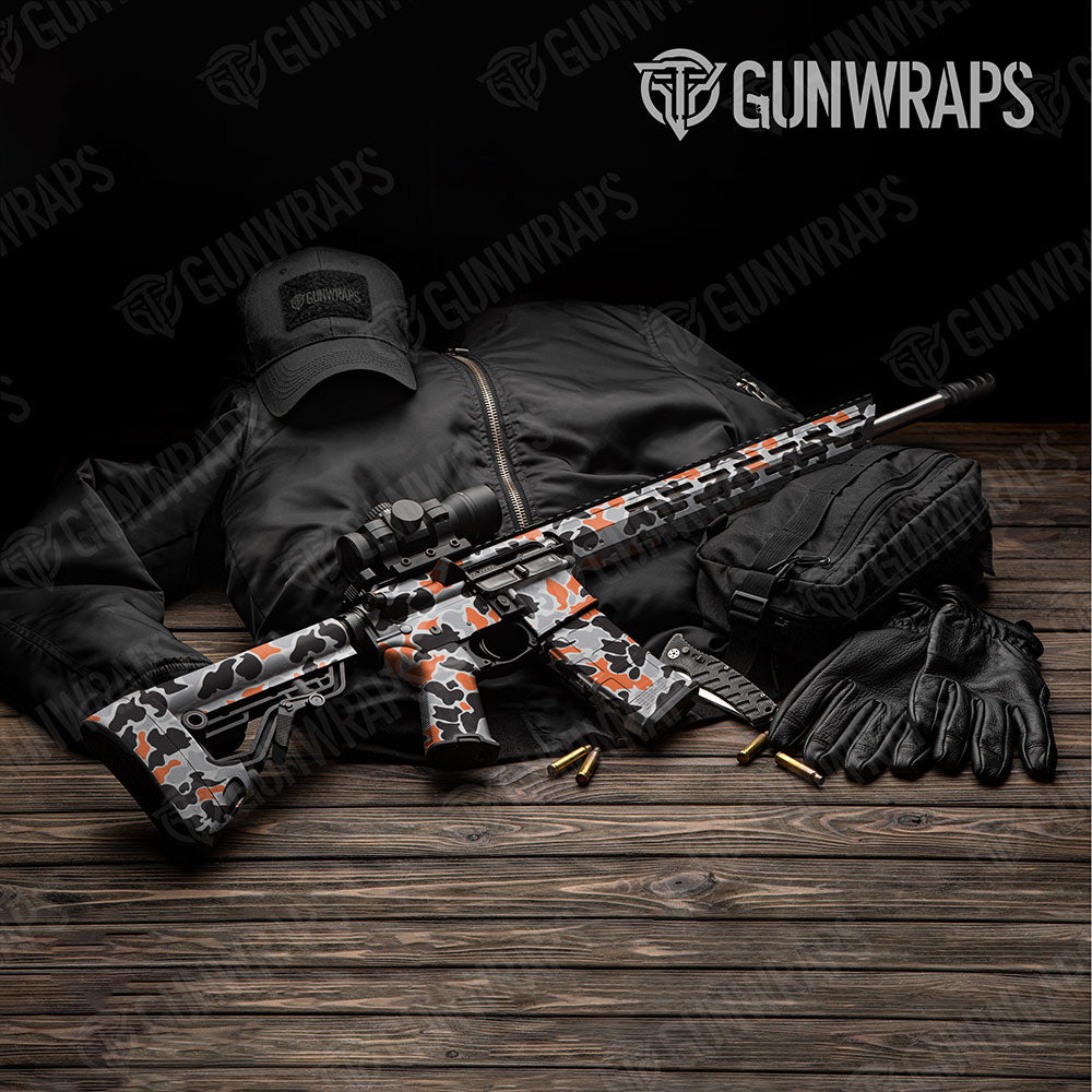 Old School Duck Orange Tiger Gun Skin Vinyl Wrap