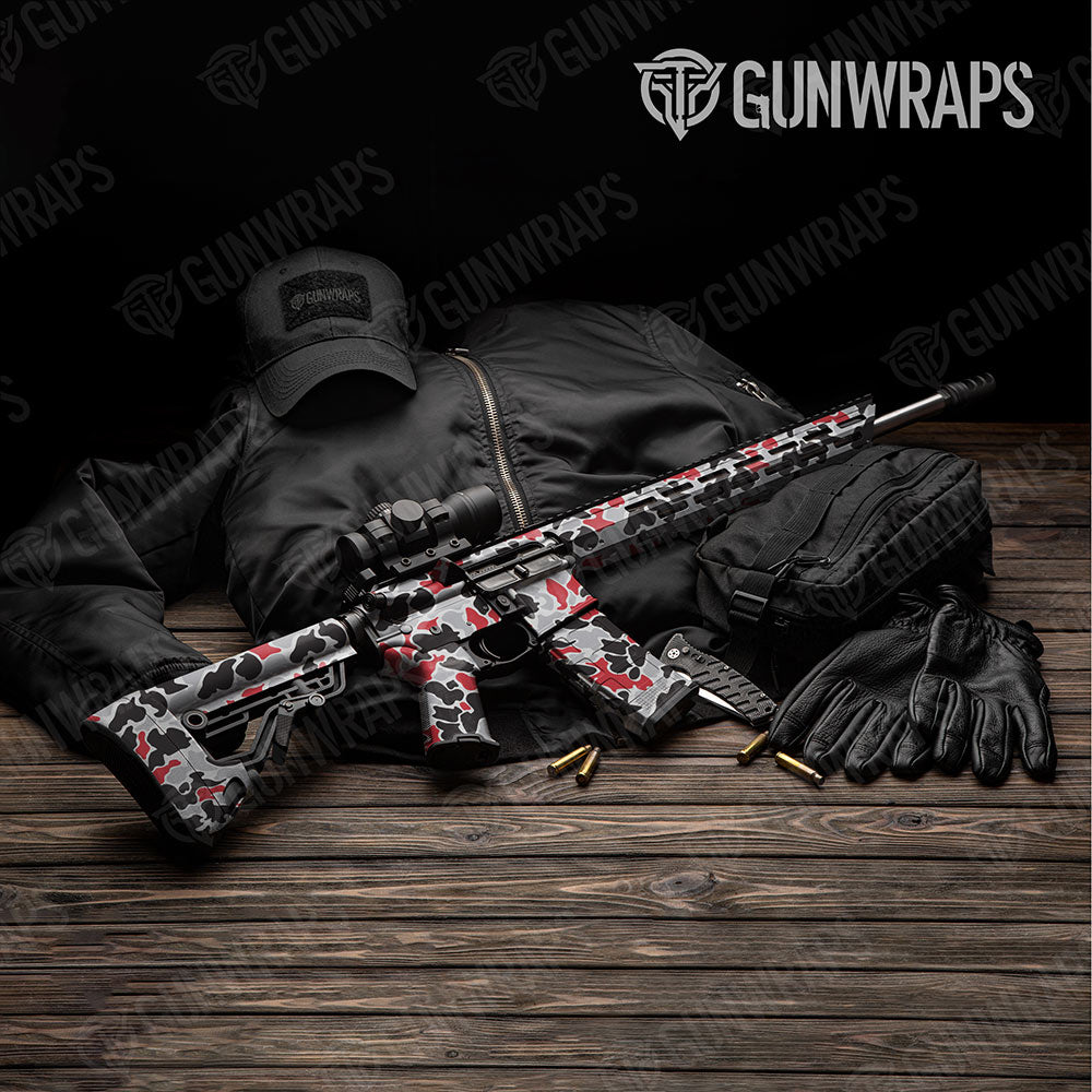 Old School Duck Red Tiger Gun Skin Vinyl Wrap