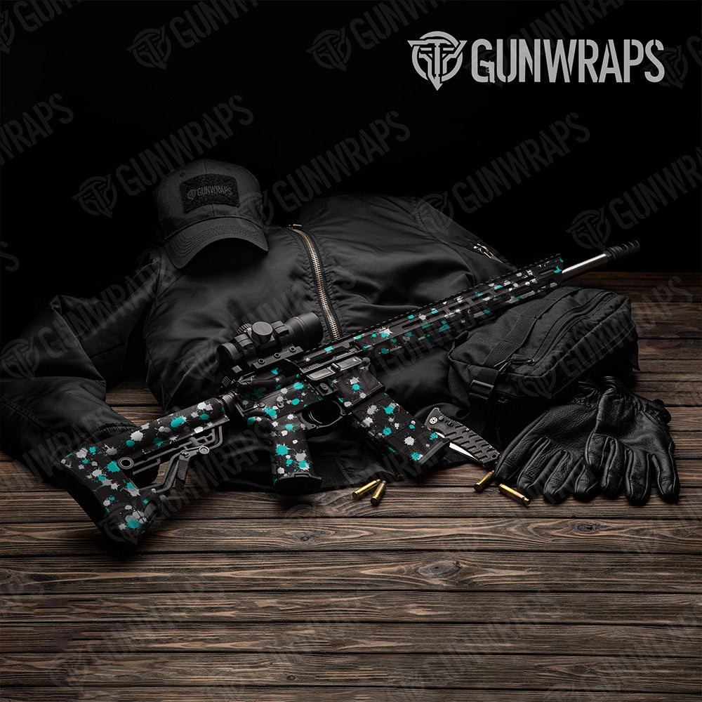 AR 15 Paintball Tiffany Blue Tiger Gun Skin Vinyl Wrap