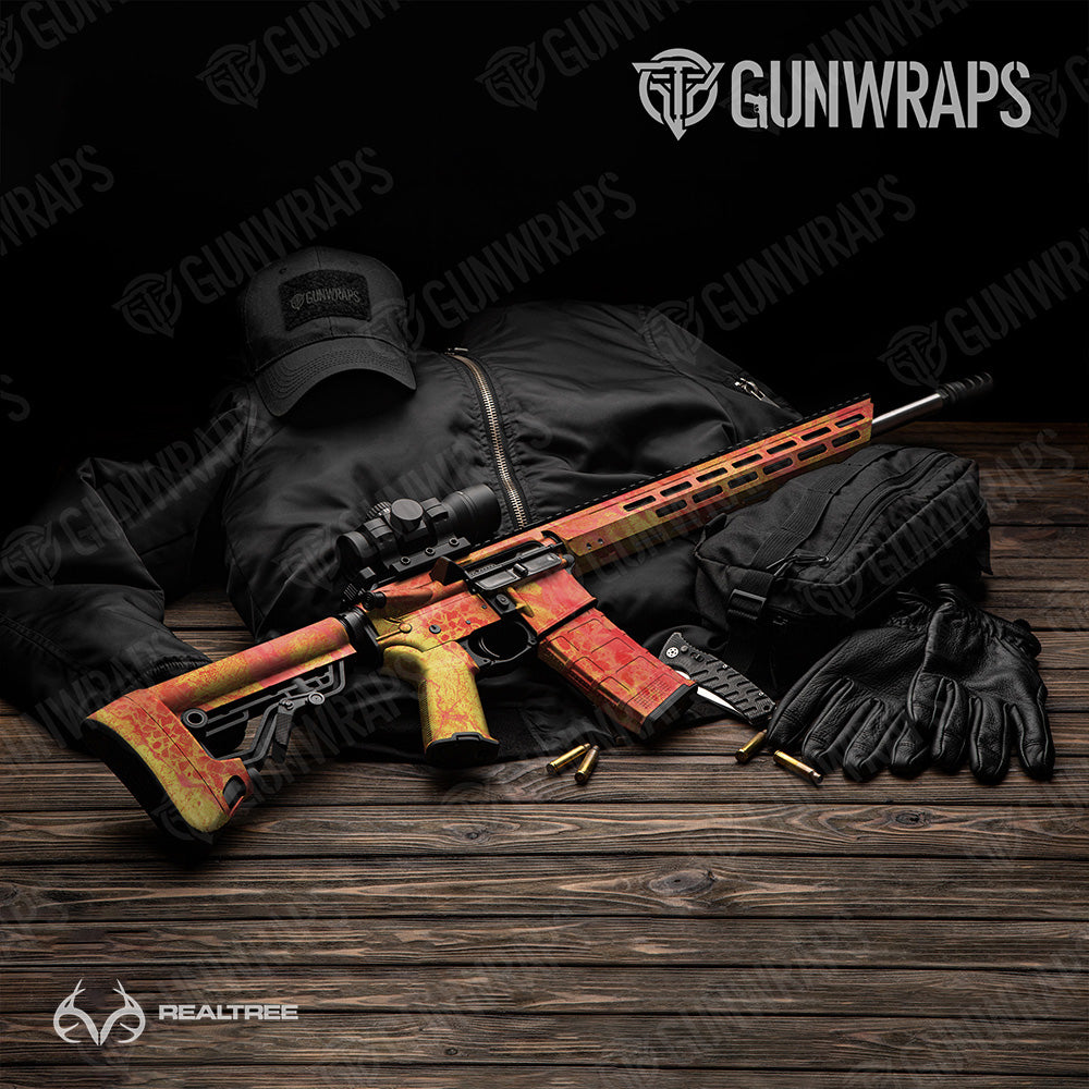 AR 15 Realtree WAV3 Solar Blaze Camo Gun Skin Vinyl Wrap