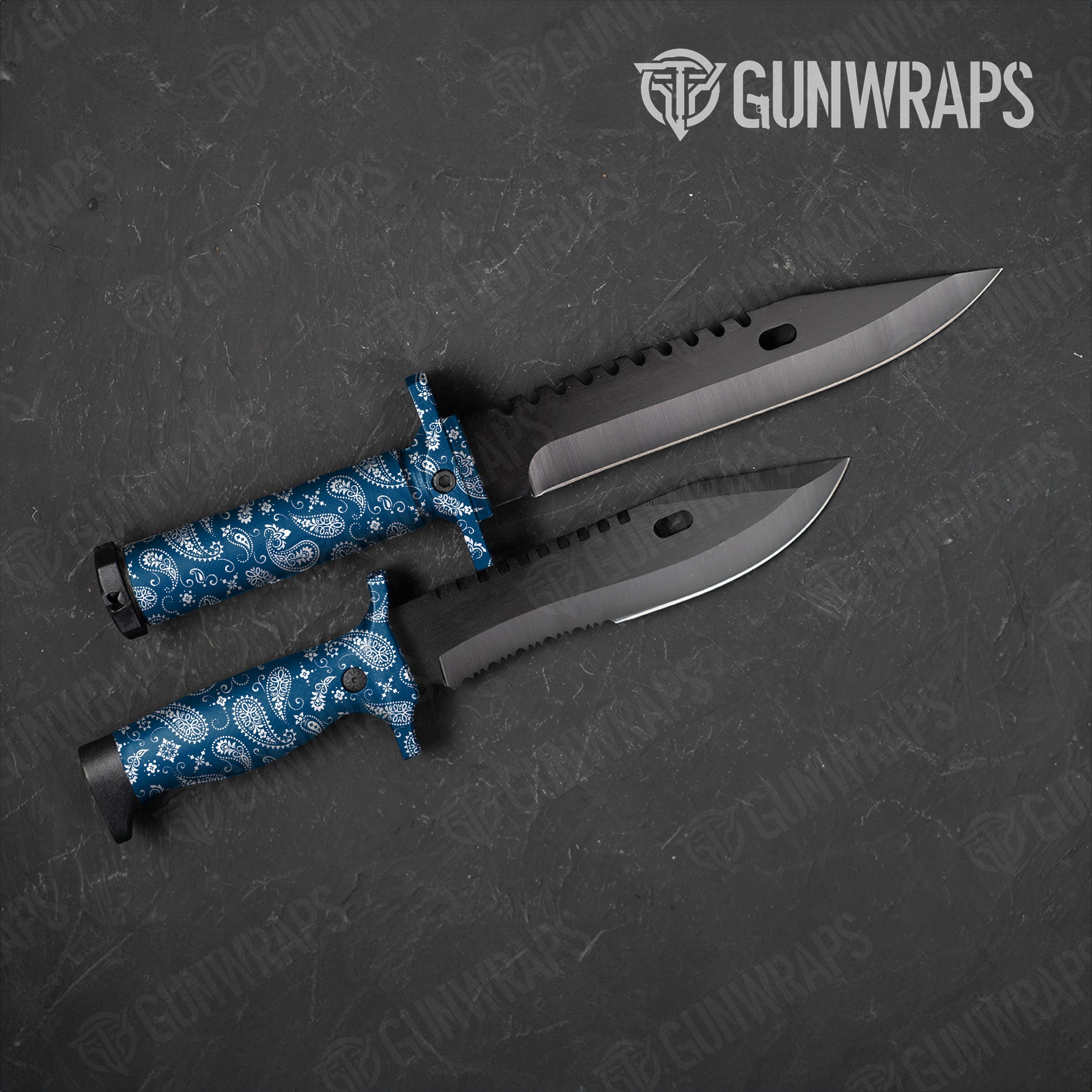 Knife Bandana Blue & White Gear Skin Vinyl Wrap