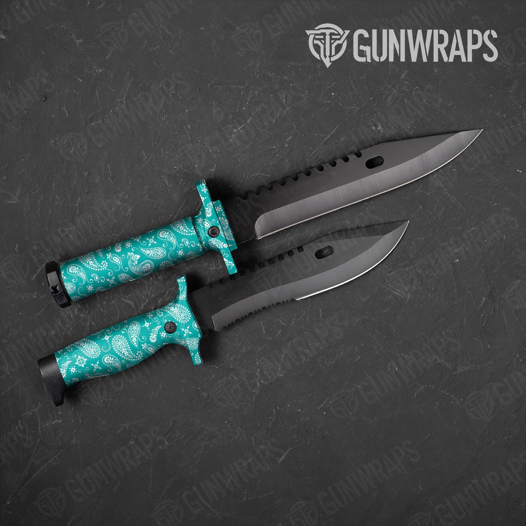 Knife Bandana Tiffany Blue & White Gear Skin Vinyl Wrap