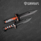 Broken Plaid Orange Camo Knife Gear Skin Vinyl Wrap