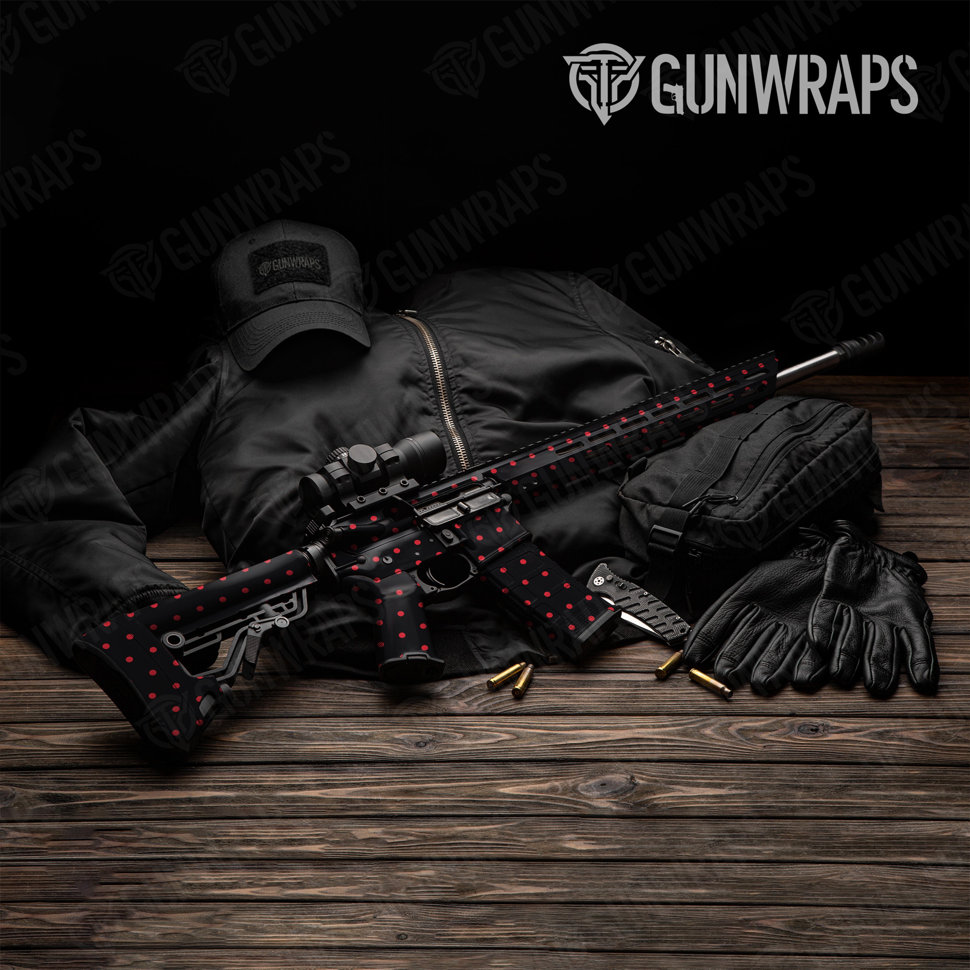 AR 15 Dotted Black Cherry Gun Skin Pattern