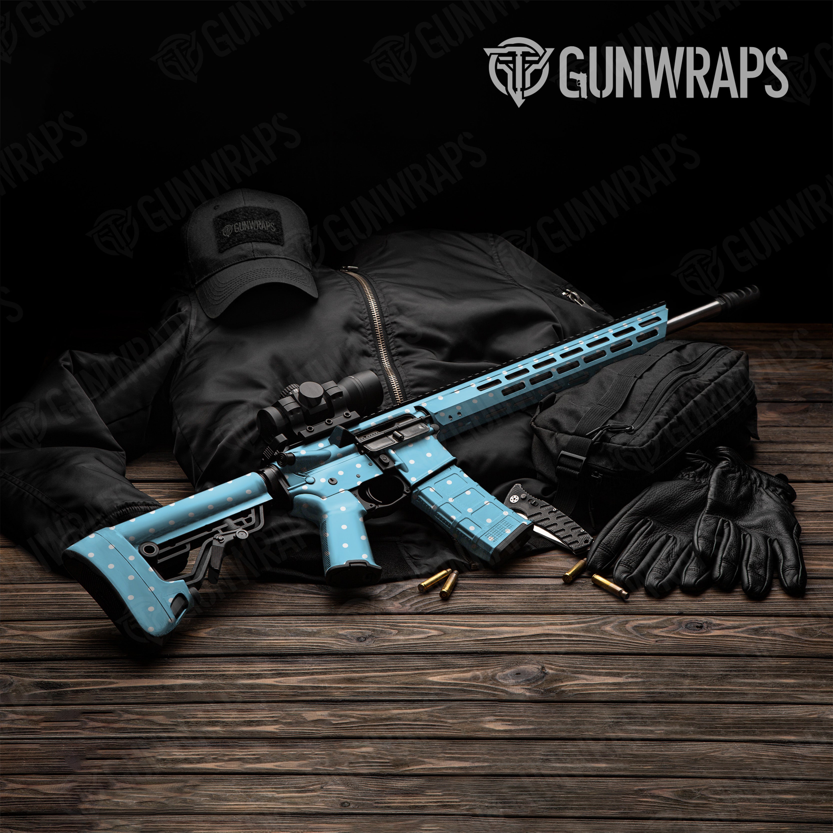 AR 15 Dotted Blue Gun Skin Pattern