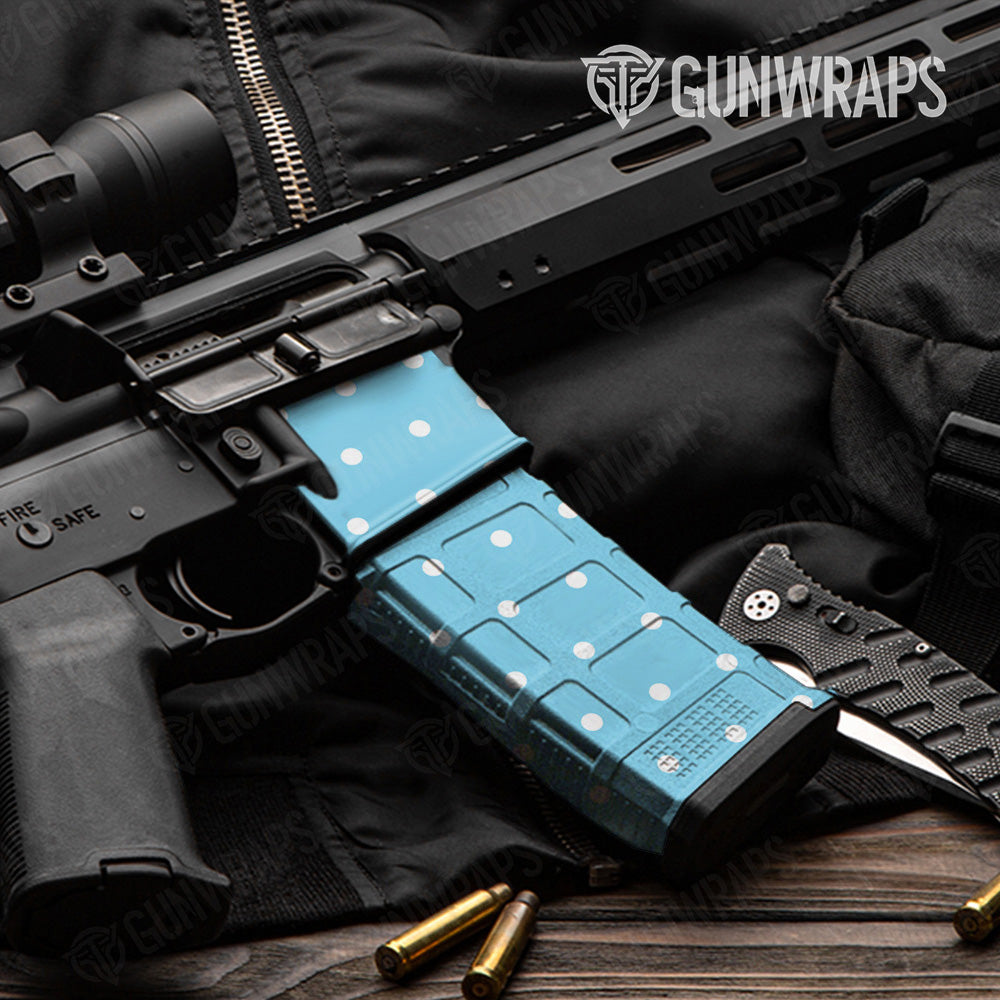 AR 15 Mag & Mag Well Dotted Blue Gun Skin Pattern