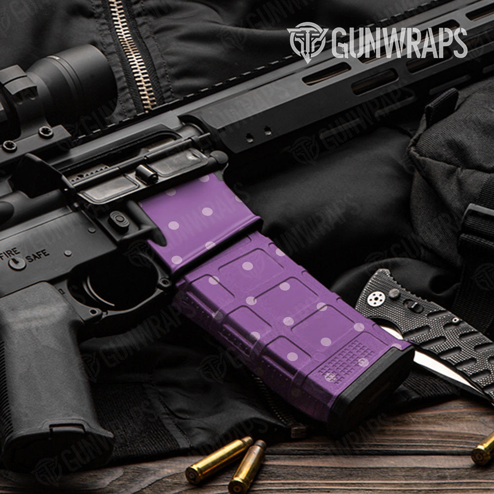 AR 15 Mag & Mag Well Dotted Lavender Gun Skin Pattern