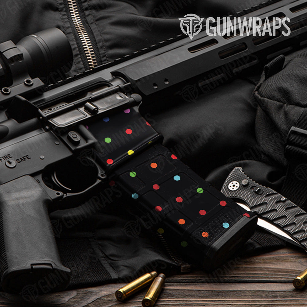 AR 15 Mag & Mag Well Dotted Multicolor Gun Skin Pattern