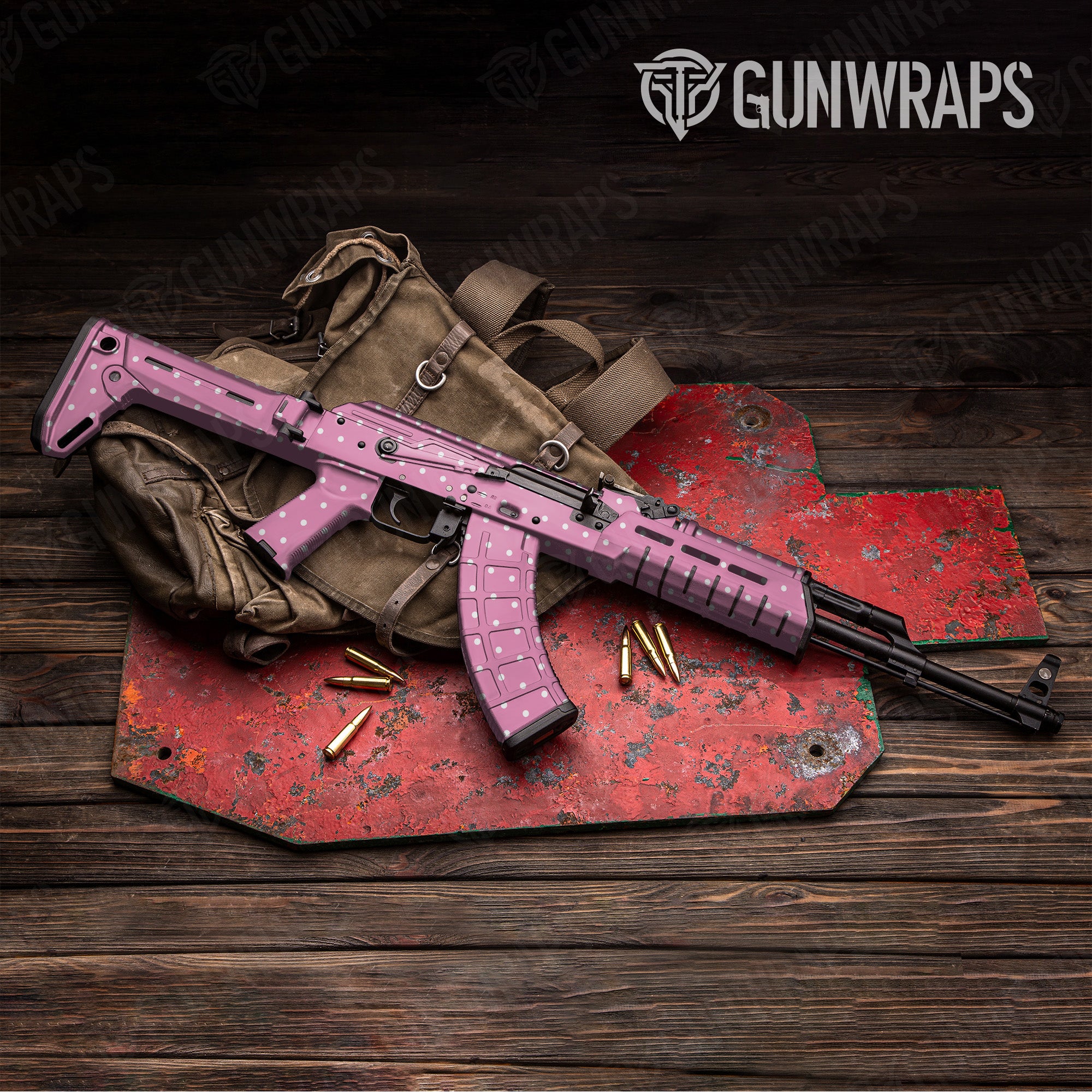 AK 47 Dotted Pink Gun Skin Pattern