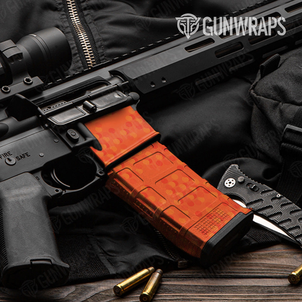 AR 15 Mag & Mag Well Eclipse Camo Elite Orange Gun Skin Pattern