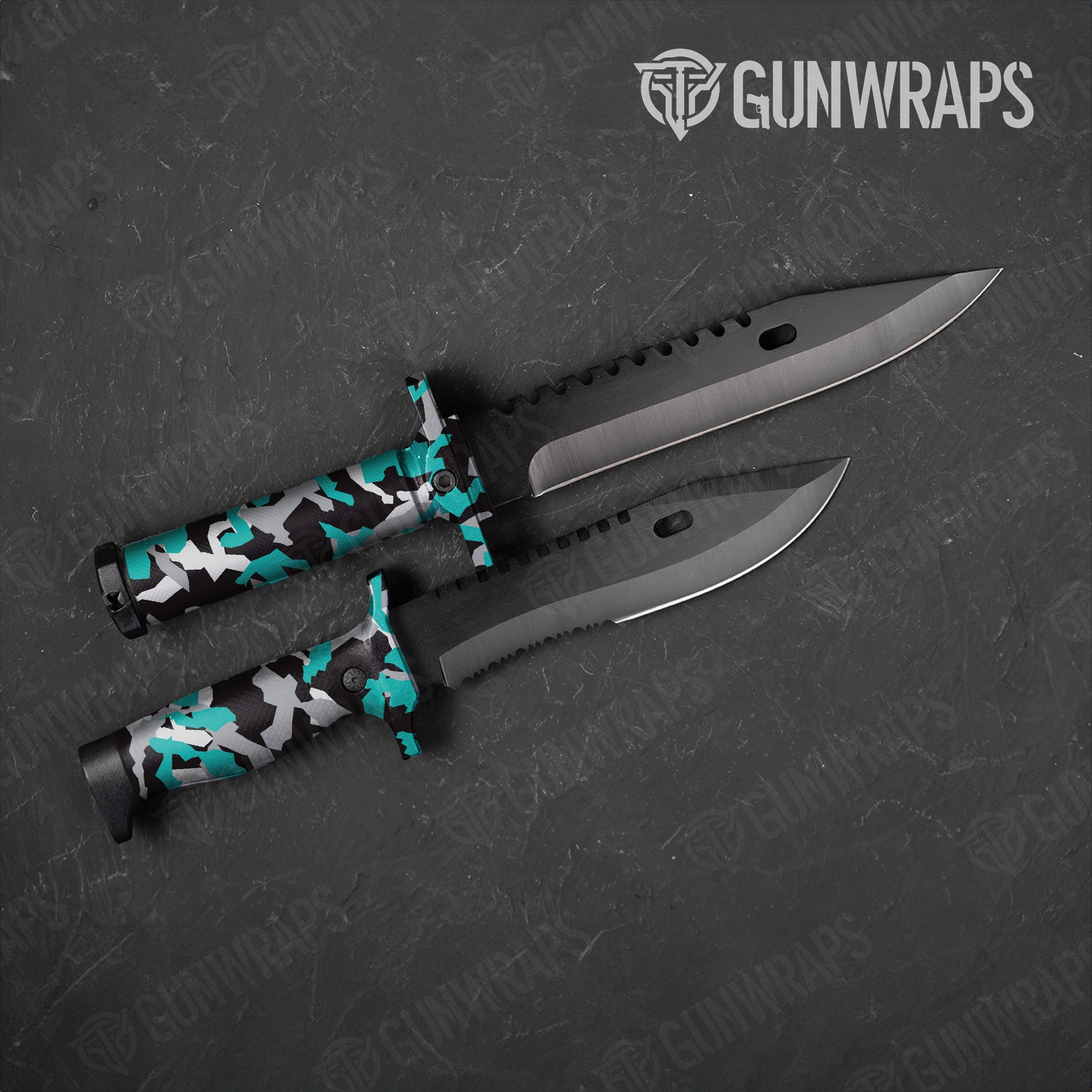 Erratic Tiffany Blue Tiger Camo Knife Gear Skin Vinyl Wrap