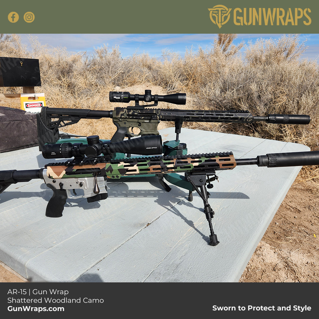 Shattered Woodland Camo Gun Wrap for AR 15 – GunWraps.com