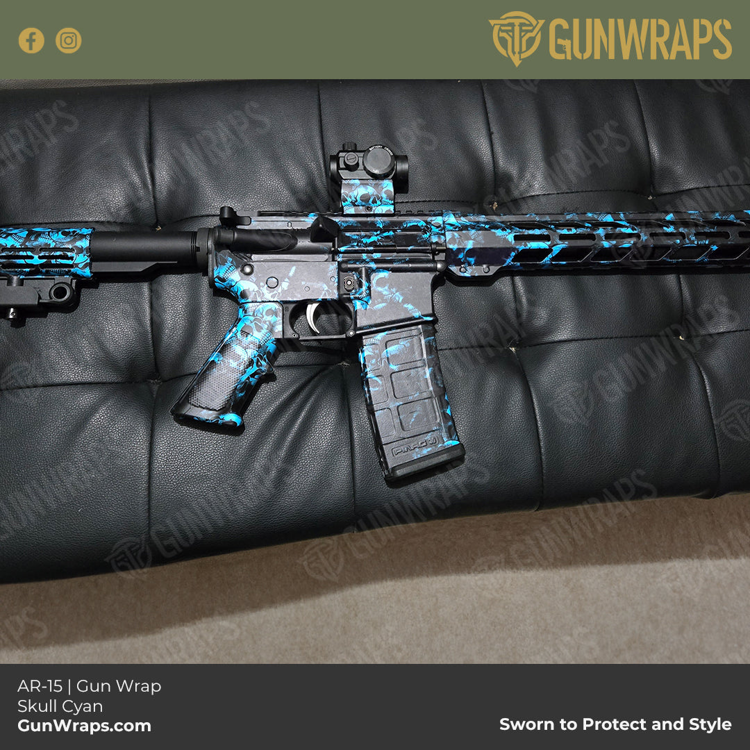 AR-15 Skull Cyan Wrap
