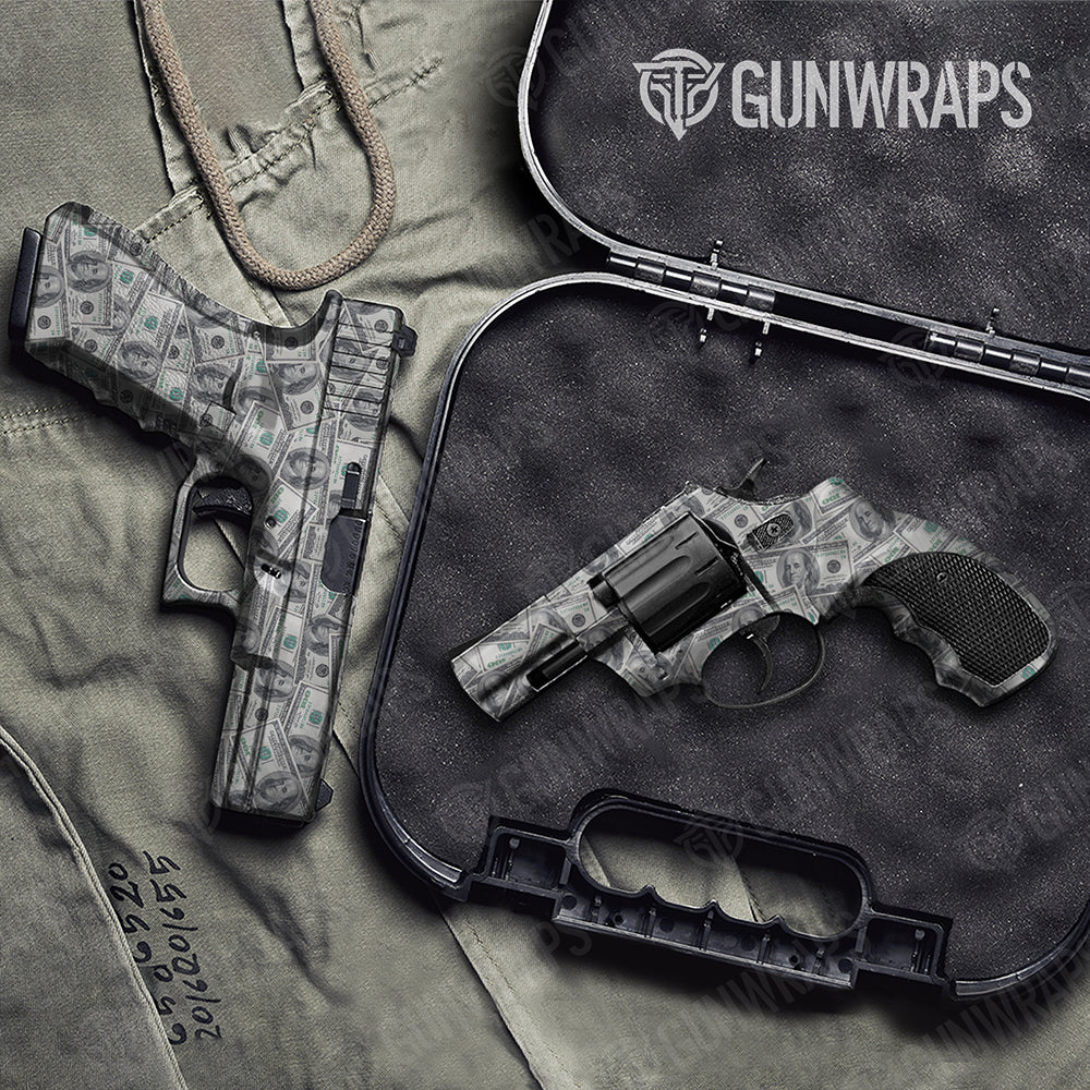 Money 100 Dollar Bills Gun Skin Vinyl Wrap