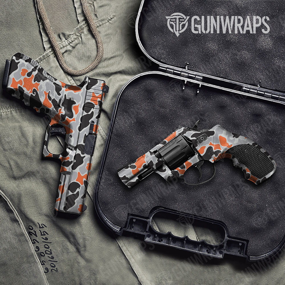 Old School Duck Orange Tiger Gun Skin Vinyl Wrap