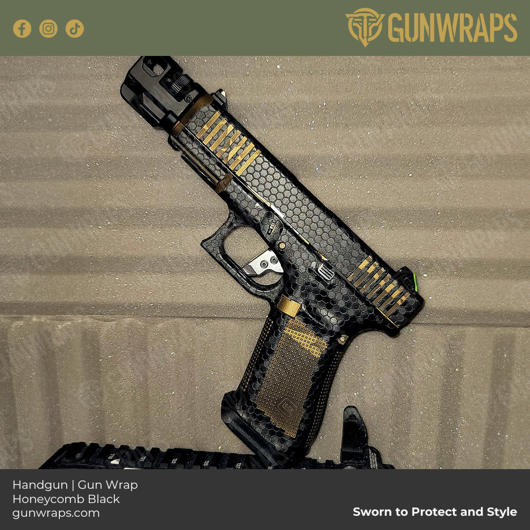 Honeycomb carbon fiber handgun gun skin