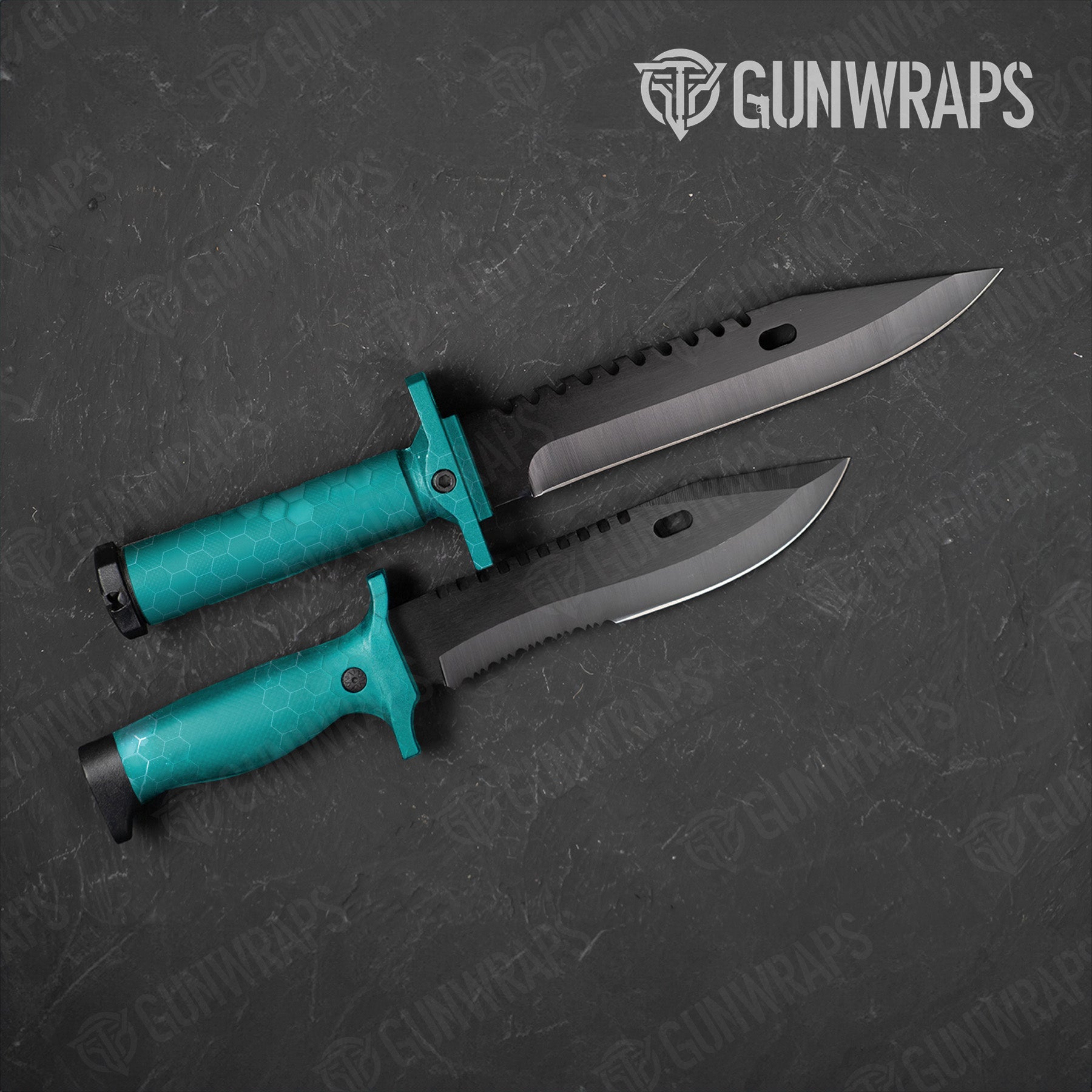 Knife Hex Electric Tiffany Blue Pattern