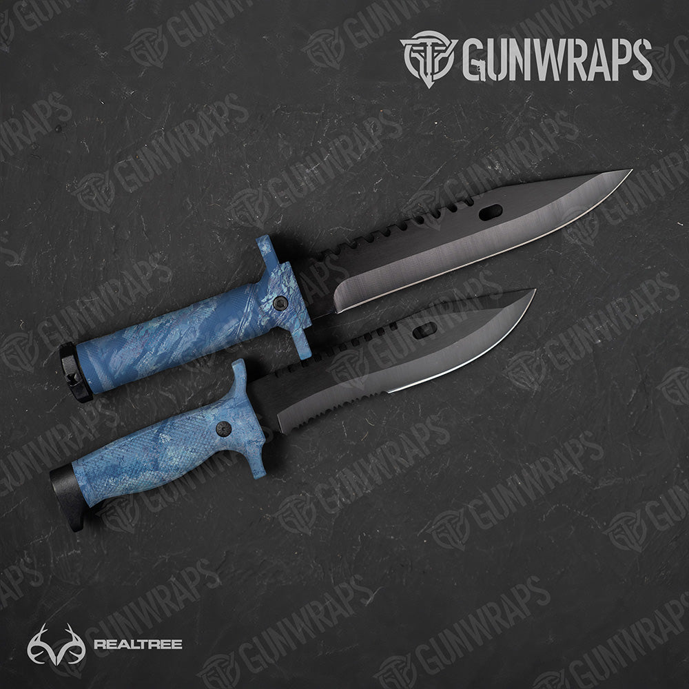 Knife Realtree Aspect Ocean Blue Camo Gear Skin Vinyl Wrap