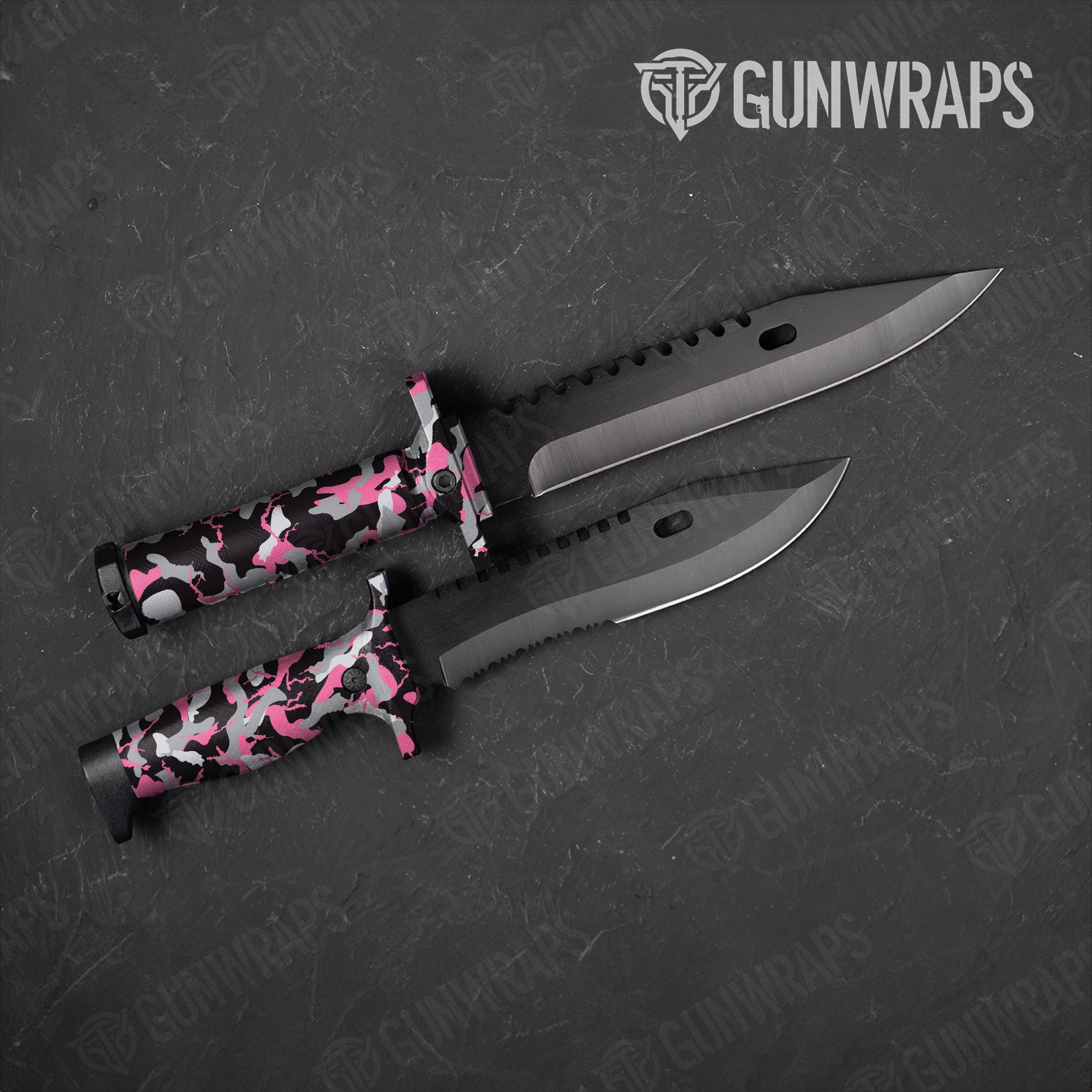 Ragged Pink Tiger Camo Knife Gear Skin Vinyl Wrap